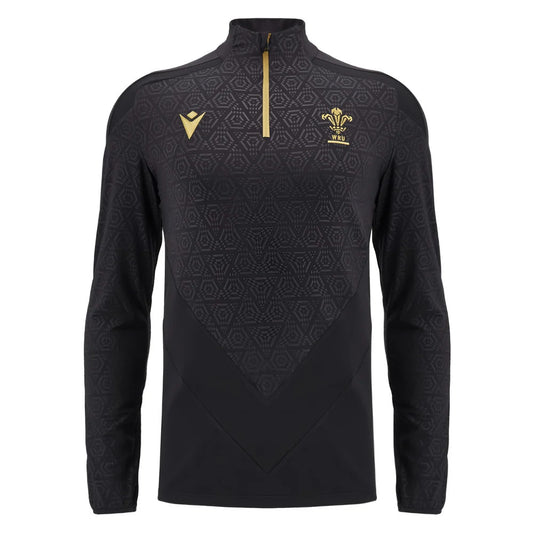 2024-2025 Wales WRU Rugby 1/4 Zip Training Top (Black) - Kids_3