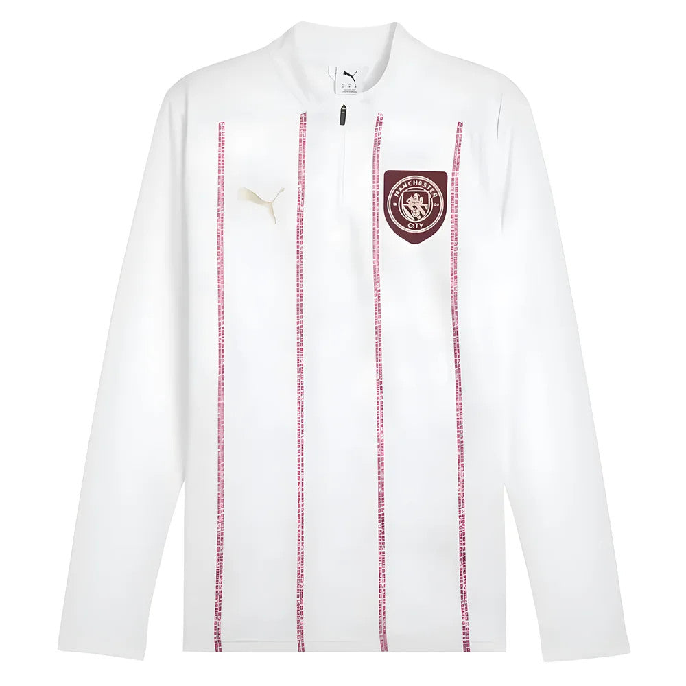 2024-2025 Man City Prematch 1/4 Zip Top (White)_1