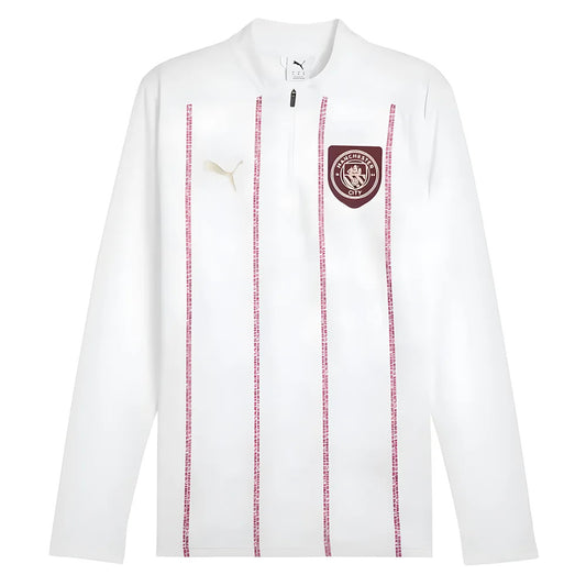 2024-2025 Man City Prematch 1/4 Zip Top (White)_1