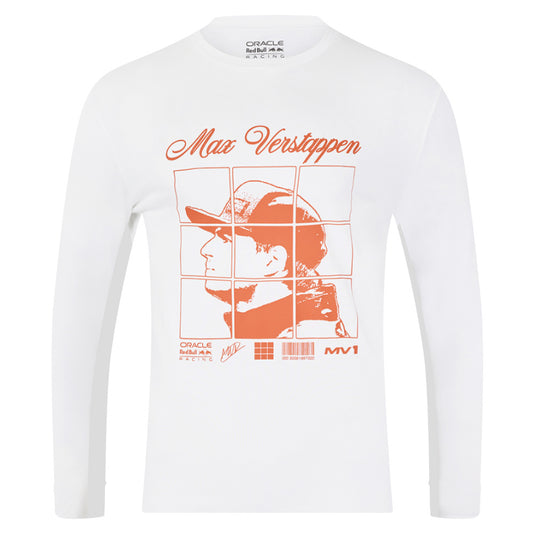 2025 Red Bull Racing Max Verstappen Puzzle L/S T-Shirt (White)_3