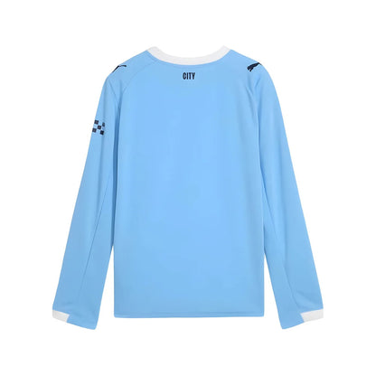 2025-2026 Man City Long Sleeve Home Shirt (Kids) (Haaland 9)_4