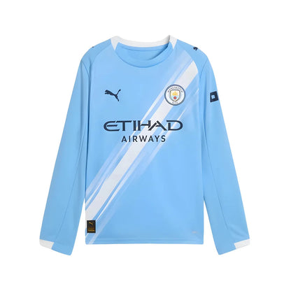 2025-2026 Man City Long Sleeve Home Shirt (Kids)_1