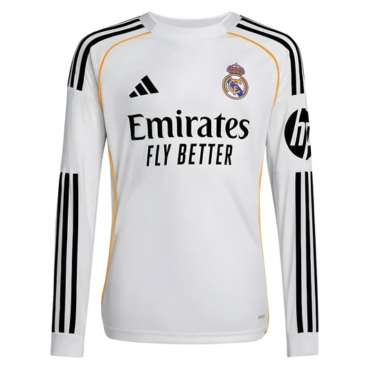 2025-2026 Real Madrid Long Sleeve Home Shirt (Kids)_1