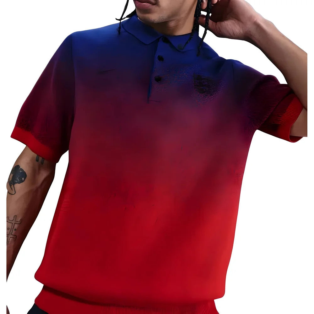 2025-2026 England Club Football Knit Polo (Blue/Red)_2