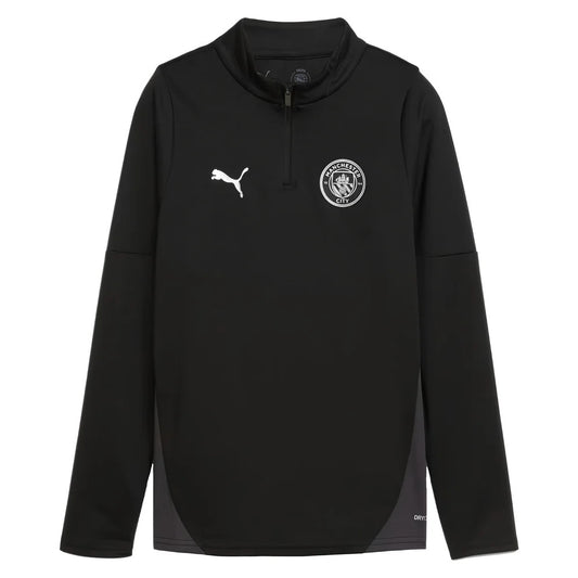 2025-2026 Man City Training 1/4 Zip Top (Black) - Kids_1
