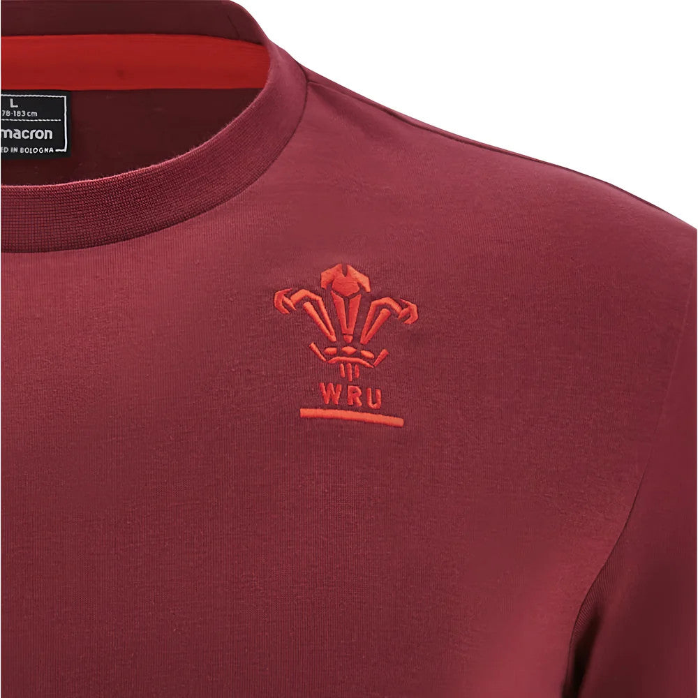 2025-2026 Wales WRU Rugby Travel Cotton Tee (Deep Red)_3