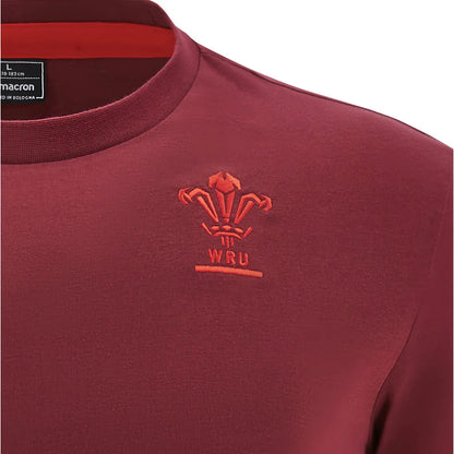 2025-2026 Wales WRU Rugby Travel Cotton Tee (Deep Red)_3