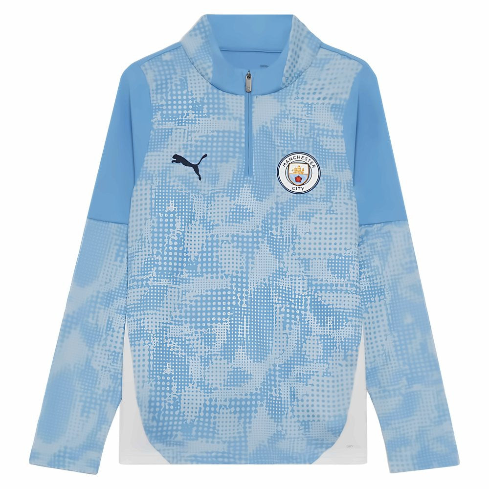 2025-2026 Man City Training 1/4 Zip Top (Light Blue) - Kids_1