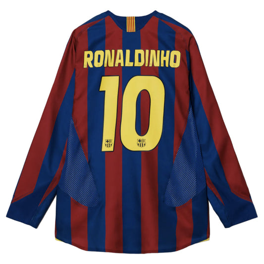 2005-2006 Barcelona T90 Reissue LS Home Shirt (Ronaldinho 10)_0