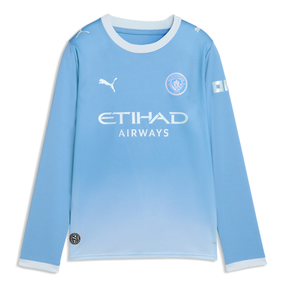 2026-2027 Man City Home Long Sleeve Shirt (Kids)_0