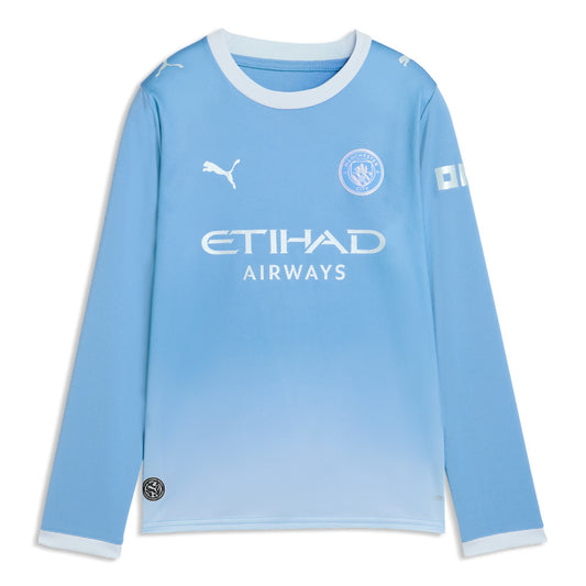 2026-2027 Man City Home Long Sleeve Shirt (Kids)_0