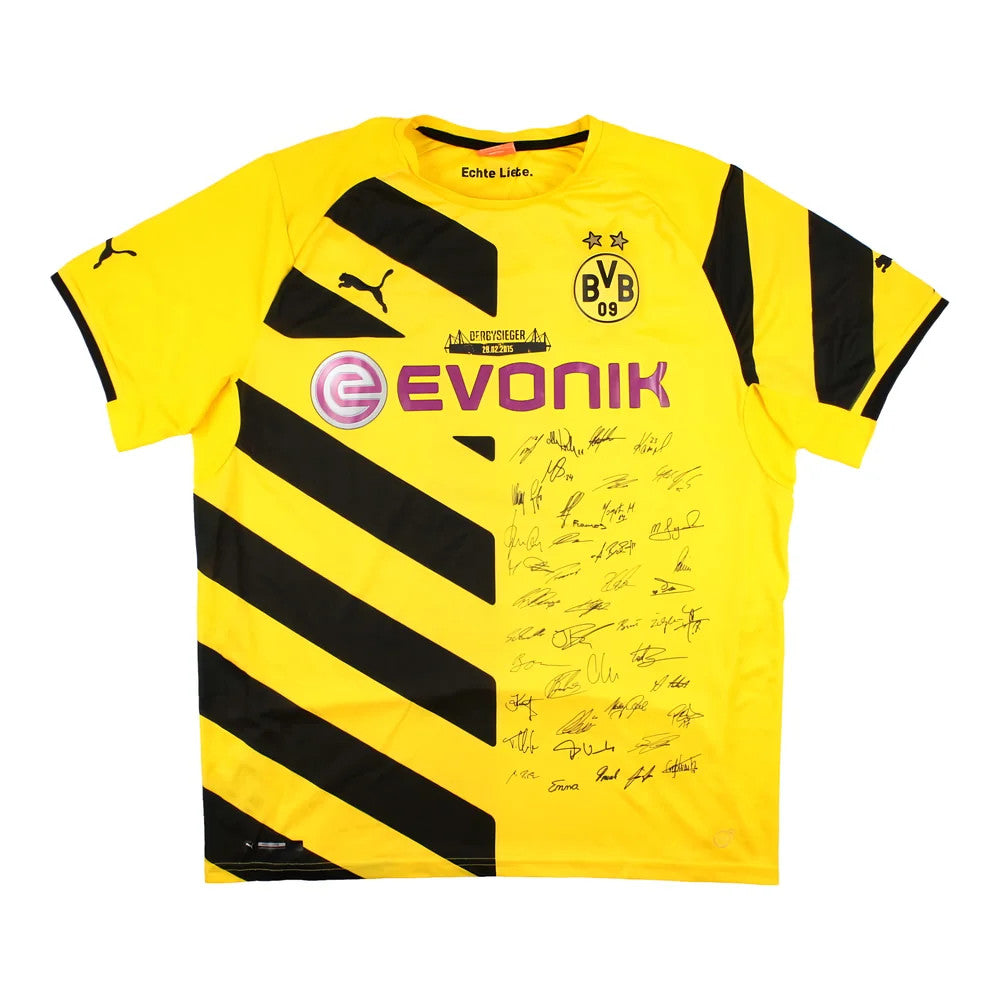 Borussia Dortmund 2014-15 Special Signed Cup Home Shirt (XL) Aubameyang #17 (Very Good)_1