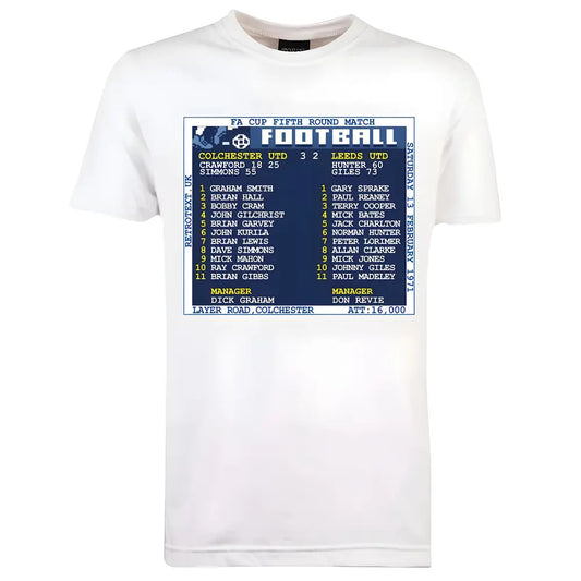 1971 Colchester Utd v Leeds (Colchester) Retrotext T-Shirt Â£25.00_1