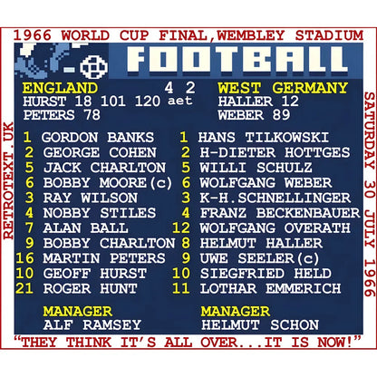 1966 World Cup Final (England) Retrotext T-Shirt - White_1