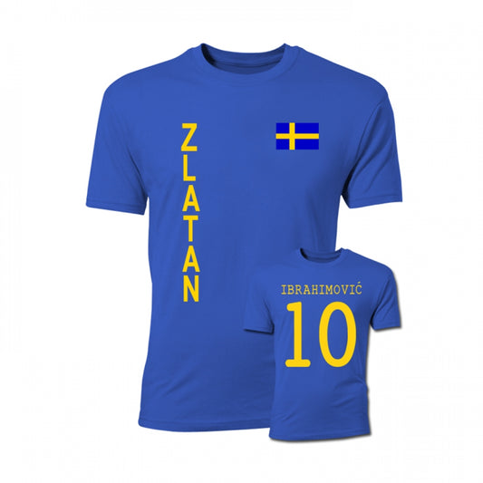 Zlatan Ibrahimovic Sweden Flag T-Shirt (Blue)_0
